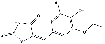 5-(3-bromo-5-ethoxy-4-hydroxybenzylidene)-2-thioxo-1,3-thiazolidin-4-one Struktur