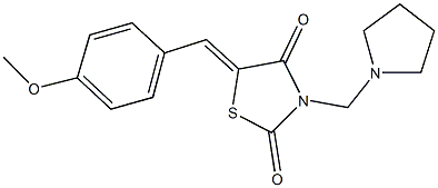 5-(4-methoxybenzylidene)-3-(1-pyrrolidinylmethyl)-1,3-thiazolidine-2,4-dione Struktur