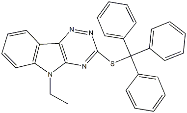 5-ethyl-5H-[1,2,4]triazino[5,6-b]indol-3-yl trityl sulfide Struktur