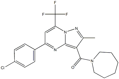 3-(1-azepanylcarbonyl)-5-(4-chlorophenyl)-2-methyl-7-(trifluoromethyl)pyrazolo[1,5-a]pyrimidine Struktur