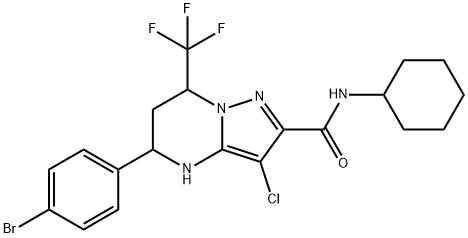 5-(4-bromophenyl)-3-chloro-N-cyclohexyl-7-(trifluoromethyl)-4,5,6,7-tetrahydropyrazolo[1,5-a]pyrimidine-2-carboxamide Struktur