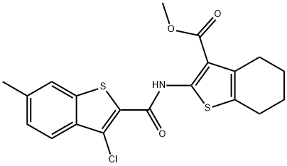 methyl 2-{[(3-chloro-6-methyl-1-benzothien-2-yl)carbonyl]amino}-4,5,6,7-tetrahydro-1-benzothiophene-3-carboxylate Struktur