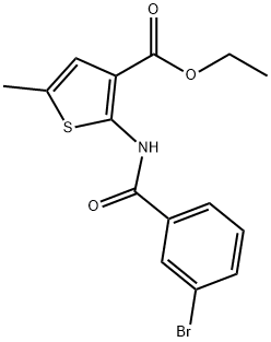 ethyl 2-[(3-bromobenzoyl)amino]-5-methyl-3-thiophenecarboxylate Struktur