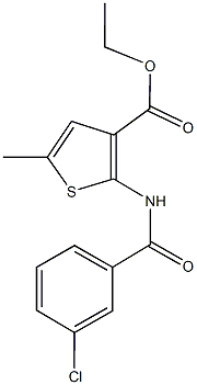 ethyl 2-[(3-chlorobenzoyl)amino]-5-methylthiophene-3-carboxylate Struktur