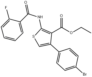 ethyl 4-(4-bromophenyl)-2-[(2-fluorobenzoyl)amino]-3-thiophenecarboxylate Struktur