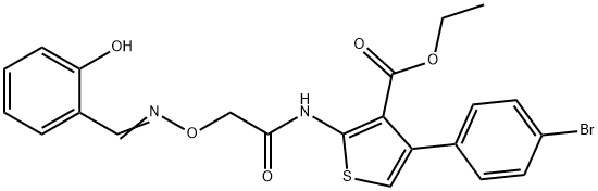 ethyl 4-(4-bromophenyl)-2-[({[(2-hydroxybenzylidene)amino]oxy}acetyl)amino]-3-thiophenecarboxylate Struktur