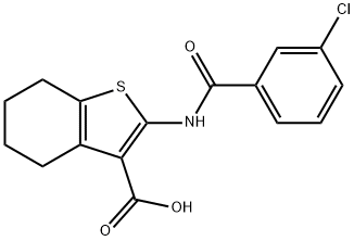 2-[(3-chlorobenzoyl)amino]-4,5,6,7-tetrahydro-1-benzothiophene-3-carboxylic acid Struktur