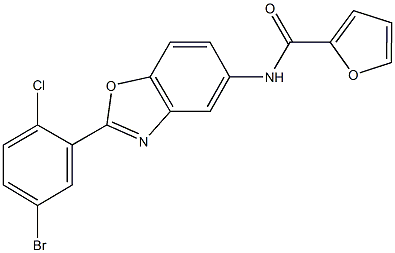 N-[2-(5-bromo-2-chlorophenyl)-1,3-benzoxazol-5-yl]-2-furamide Struktur