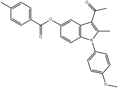 3-acetyl-1-(4-methoxyphenyl)-2-methyl-1H-indol-5-yl 4-methylbenzoate Struktur