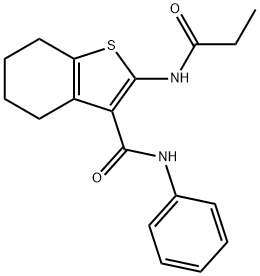 N-phenyl-2-(propionylamino)-4,5,6,7-tetrahydro-1-benzothiophene-3-carboxamide Struktur