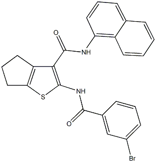 2-[(3-bromobenzoyl)amino]-N-(1-naphthyl)-5,6-dihydro-4H-cyclopenta[b]thiophene-3-carboxamide Struktur