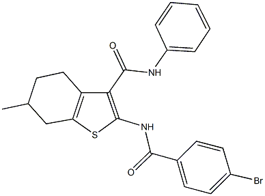 2-[(4-bromobenzoyl)amino]-6-methyl-N-phenyl-4,5,6,7-tetrahydro-1-benzothiophene-3-carboxamide Struktur