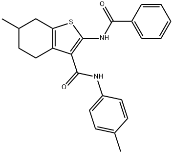 2-(benzoylamino)-6-methyl-N-(4-methylphenyl)-4,5,6,7-tetrahydro-1-benzothiophene-3-carboxamide Struktur