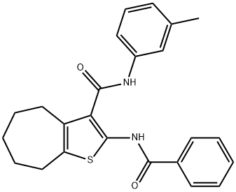 2-(benzoylamino)-N-(3-methylphenyl)-5,6,7,8-tetrahydro-4H-cyclohepta[b]thiophene-3-carboxamide Struktur