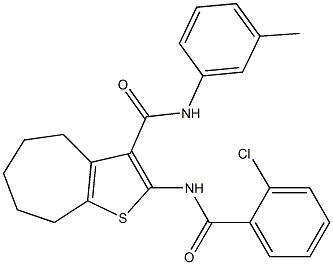 2-[(2-chlorobenzoyl)amino]-N-(3-methylphenyl)-5,6,7,8-tetrahydro-4H-cyclohepta[b]thiophene-3-carboxamide Struktur