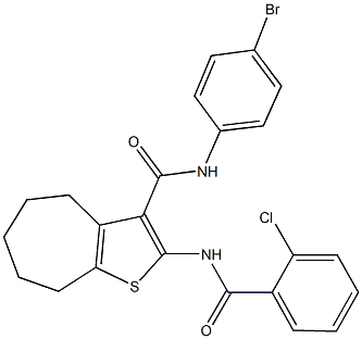 N-(4-bromophenyl)-2-[(2-chlorobenzoyl)amino]-5,6,7,8-tetrahydro-4H-cyclohepta[b]thiophene-3-carboxamide Struktur