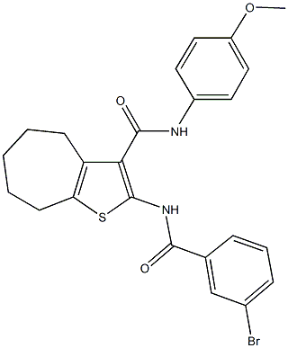 2-[(3-bromobenzoyl)amino]-N-(4-methoxyphenyl)-5,6,7,8-tetrahydro-4H-cyclohepta[b]thiophene-3-carboxamide Struktur