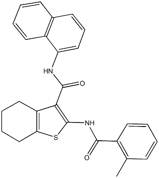 2-[(2-methylbenzoyl)amino]-N-(1-naphthyl)-4,5,6,7-tetrahydro-1-benzothiophene-3-carboxamide Struktur