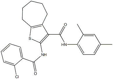 2-[(2-chlorobenzoyl)amino]-N-(2,4-dimethylphenyl)-5,6,7,8-tetrahydro-4H-cyclohepta[b]thiophene-3-carboxamide Struktur