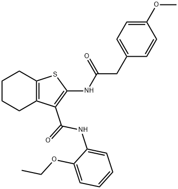 N-(2-ethoxyphenyl)-2-{[(4-methoxyphenyl)acetyl]amino}-4,5,6,7-tetrahydro-1-benzothiophene-3-carboxamide Struktur