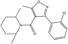 1-{[3-(2-chlorophenyl)-5-methyl-4-isoxazolyl]carbonyl}-2,6-dimethylpiperidine Struktur