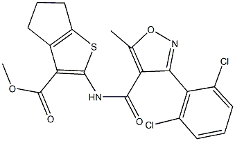 methyl 2-({[3-(2,6-dichlorophenyl)-5-methyl-4-isoxazolyl]carbonyl}amino)-5,6-dihydro-4H-cyclopenta[b]thiophene-3-carboxylate Struktur