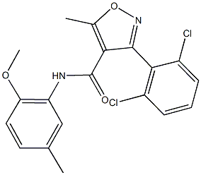 3-(2,6-dichlorophenyl)-N-(2-methoxy-5-methylphenyl)-5-methyl-4-isoxazolecarboxamide Struktur