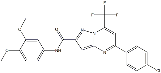 5-(4-chlorophenyl)-N-(3,4-dimethoxyphenyl)-7-(trifluoromethyl)pyrazolo[1,5-a]pyrimidine-2-carboxamide Struktur