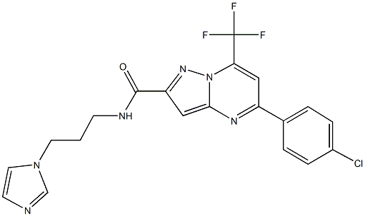 5-(4-chlorophenyl)-N-[3-(1H-imidazol-1-yl)propyl]-7-(trifluoromethyl)pyrazolo[1,5-a]pyrimidine-2-carboxamide Struktur