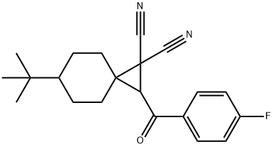 6-tert-butyl-2-(4-fluorobenzoyl)spiro[2.5]octane-1,1-dicarbonitrile Struktur