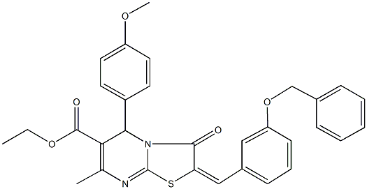 ethyl 2-[3-(benzyloxy)benzylidene]-5-(4-methoxyphenyl)-7-methyl-3-oxo-2,3-dihydro-5H-[1,3]thiazolo[3,2-a]pyrimidine-6-carboxylate Struktur