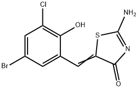 5-(5-bromo-3-chloro-2-hydroxybenzylidene)-2-imino-1,3-thiazolidin-4-one Struktur