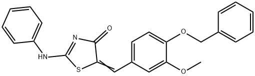 5-[4-(benzyloxy)-3-methoxybenzylidene]-2-(phenylimino)-1,3-thiazolidin-4-one Struktur