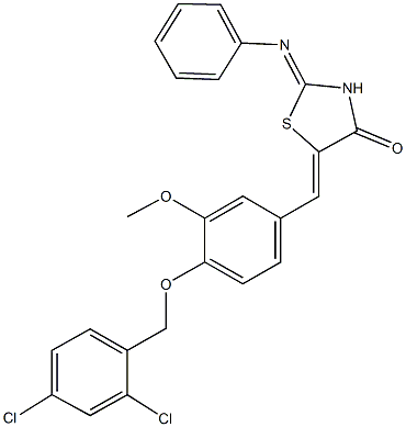 5-{4-[(2,4-dichlorobenzyl)oxy]-3-methoxybenzylidene}-2-(phenylimino)-1,3-thiazolidin-4-one Struktur