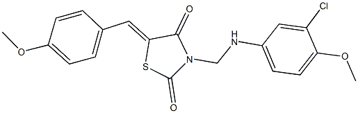 3-[(3-chloro-4-methoxyanilino)methyl]-5-(4-methoxybenzylidene)-1,3-thiazolidine-2,4-dione Struktur