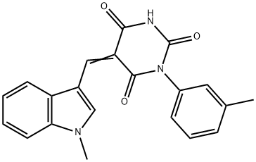 5-[(1-methyl-1H-indol-3-yl)methylene]-1-(3-methylphenyl)-2,4,6(1H,3H,5H)-pyrimidinetrione Struktur