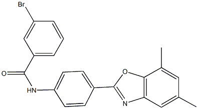 3-bromo-N-[4-(5,7-dimethyl-1,3-benzoxazol-2-yl)phenyl]benzamide Struktur