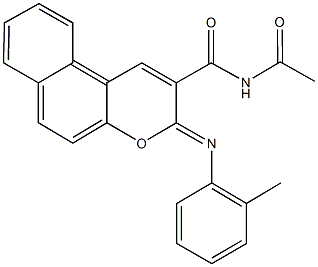 N-acetyl-3-[(2-methylphenyl)imino]-3H-benzo[f]chromene-2-carboxamide Struktur