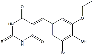 5-(3-bromo-5-ethoxy-4-hydroxybenzylidene)-2-thioxodihydro-4,6(1H,5H)-pyrimidinedione Struktur