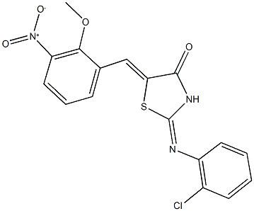 2-[(2-chlorophenyl)imino]-5-{3-nitro-2-methoxybenzylidene}-1,3-thiazolidin-4-one Struktur