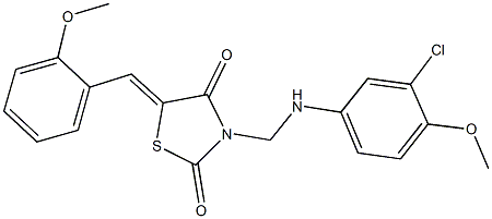 3-[(3-chloro-4-methoxyanilino)methyl]-5-(2-methoxybenzylidene)-1,3-thiazolidine-2,4-dione Struktur