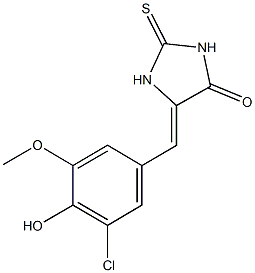 5-(3-chloro-4-hydroxy-5-methoxybenzylidene)-2-thioxo-4-imidazolidinone Struktur