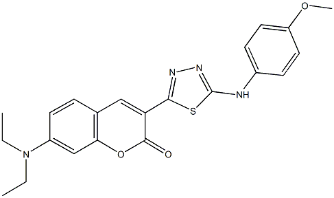 7-(diethylamino)-3-[5-(4-methoxyanilino)-1,3,4-thiadiazol-2-yl]-2H-chromen-2-one Struktur