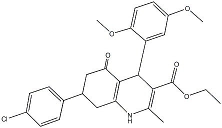 ethyl 7-(4-chlorophenyl)-4-(2,5-dimethoxyphenyl)-2-methyl-5-oxo-1,4,5,6,7,8-hexahydro-3-quinolinecarboxylate Struktur