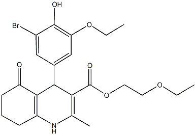 2-ethoxyethyl 4-(3-bromo-5-ethoxy-4-hydroxyphenyl)-2-methyl-5-oxo-1,4,5,6,7,8-hexahydro-3-quinolinecarboxylate Struktur