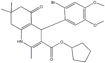 cyclopentyl 4-(2-bromo-4,5-dimethoxyphenyl)-2,7,7-trimethyl-5-oxo-1,4,5,6,7,8-hexahydro-3-quinolinecarboxylate Struktur