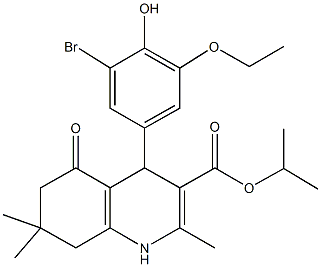 isopropyl 4-(3-bromo-5-ethoxy-4-hydroxyphenyl)-2,7,7-trimethyl-5-oxo-1,4,5,6,7,8-hexahydro-3-quinolinecarboxylate Struktur