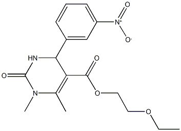 2-ethoxyethyl 4-{3-nitrophenyl}-1,6-dimethyl-2-oxo-1,2,3,4-tetrahydro-5-pyrimidinecarboxylate Struktur