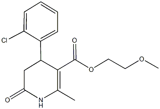 2-methoxyethyl 4-(2-chlorophenyl)-2-methyl-6-oxo-1,4,5,6-tetrahydro-3-pyridinecarboxylate Struktur