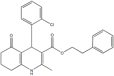 2-phenylethyl 4-(2-chlorophenyl)-2-methyl-5-oxo-1,4,5,6,7,8-hexahydro-3-quinolinecarboxylate Struktur